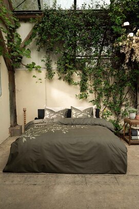 Kayori Habo Housse de Couette Coton 200x200/220 Vert Foncé