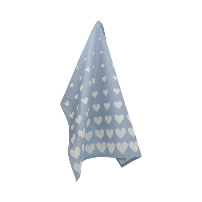 Bunzlau Castle Theedoek Hearts Grey-Blue