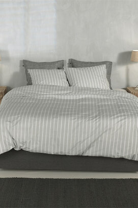 Zohome Housse de Couette en Percale à Rayures 240x200/220 Northern Grey