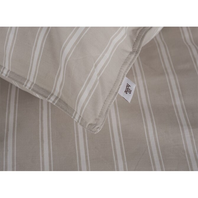 Zohome Righe di Percalle Dekbedovertrek 140x200/220 Light Taupe