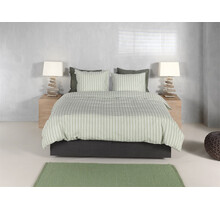 Zohome Housse de Couette en Percale Righe 240x200/220 Vert Fumé