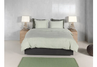 Zohome Righe di Percalle Dekbedovertrek 240x200/220 Smokey Green