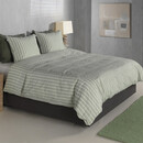 Zohome Housse de Couette en Percale Righe 240x200/220 Vert Fumé