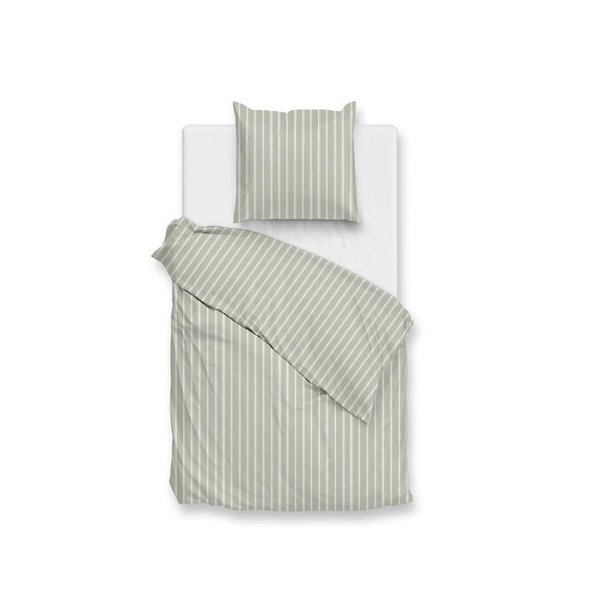 Zohome Housse de Couette en Percale Righe 240x200/220 Vert Fumé