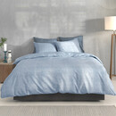 Zohome Housse de couette en lin 140x200/220 Bleu ciel