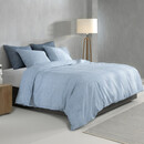 Zohome Housse de couette en lin 140x200/220 Bleu ciel