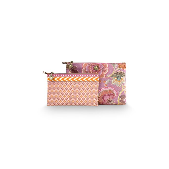 Pip Studio Caryn Trousse de Toilette Combi Matata Lilas 26x7,5x18cm/22x1x13cm
