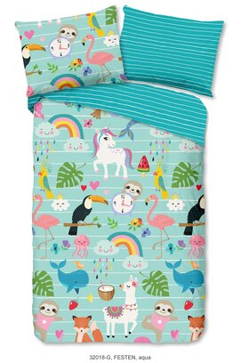Bonjour les enfants Housse de couette n°32018 Festen aqua 140x200/220