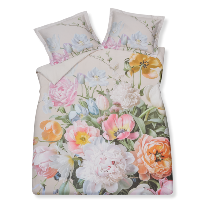 Vandyck Dekbedovertrek FLEUR FESTIVE cream tan 1-persoons (140x200/220 )