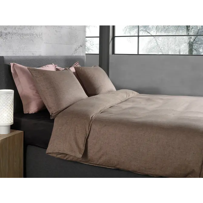 Heckett & Lane Franela Housse de couette 200x200/220 Simply Taupe