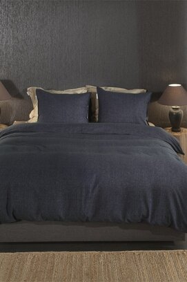 Heckett & Lane Housse de Couette en Flanelle 140x200/220 Bleu Foncé