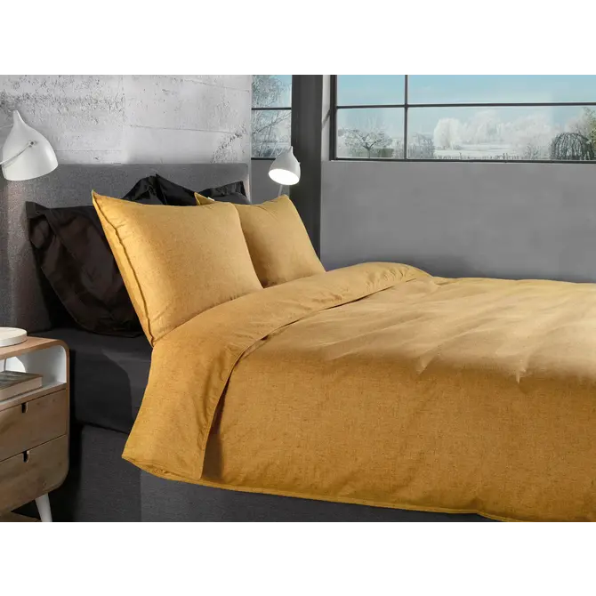 Heckett & Lane Franela Housse de couette 140x200/220 Sunset Gold