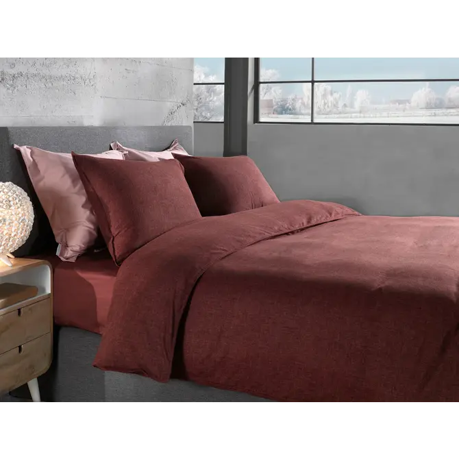 Heckett & Lane Franela Housse de couette 240x200/220 Brandy Brown