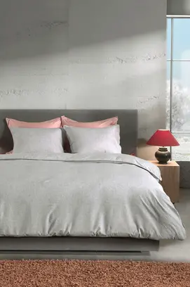 Heckett & Lane Franela housse de couette 200x200/220 Mist Grey