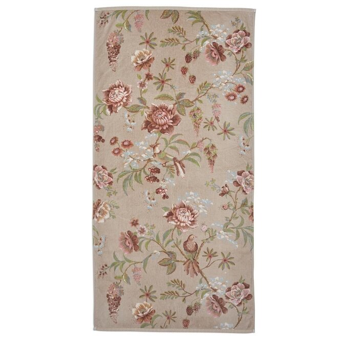 Pip Studio Secret Garden douchelaken Khaki 70x140 cm