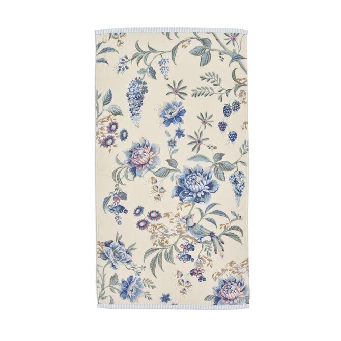 Pip Studio Secret Garden handdoek WitBlauw 55x100 cm