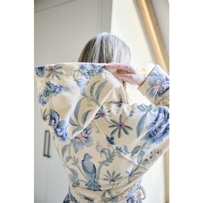 Pip Studio Secret Garden Bathrobe badjas Witblauw XL Pip Studio Secret Garden Bathrobe badjas Witblauw XL