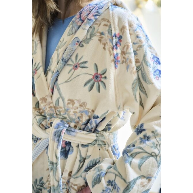 Pip Studio Secret Garden Bathrobe badjas Witblauw XL Pip Studio Secret Garden Bathrobe badjas Witblauw XL