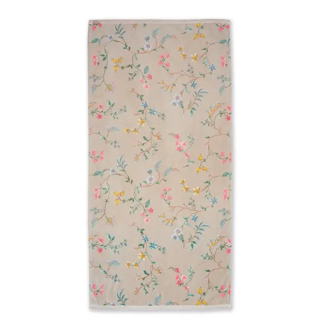 Pip Studio Les Fleurs Badhanddoek - Khaki 70 x 140 cm