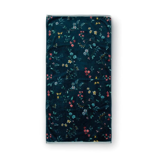 Pip Studio Les Fleurs Badhanddoek - Donkerblauw 70 x 140 cm