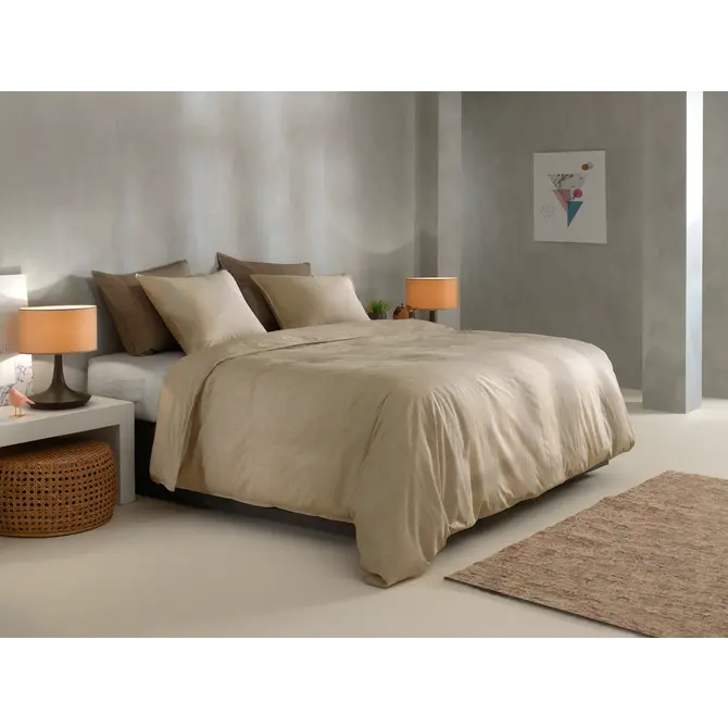Zo! Home Lino Housse de Couette 200x200/220 Tan Brown