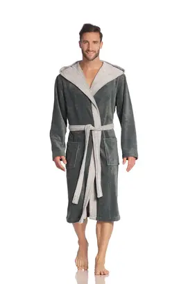 Vossen Badjas Poppy flanell/light grey  XL