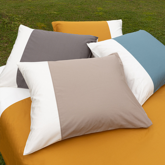 Housse de couette Dommelin Palermo Percale 400TC Écru-Safran 140x200/220