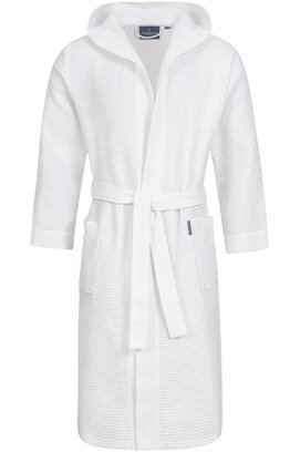 Peignoir Morgenstern Andrea en tissu gaufré avec capuche 120 cm Blanc L