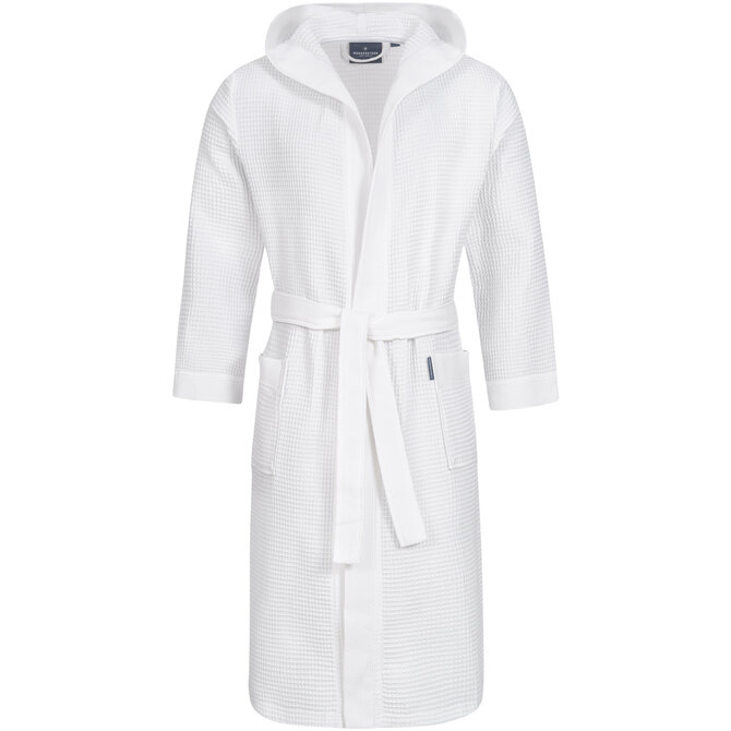 Peignoir Morgenstern Andrea en tissu gaufré avec capuche 120 cm Blanc L