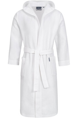 Peignoir Morgenstern Andrea en tissu gaufré avec capuche 120cm Blanc S