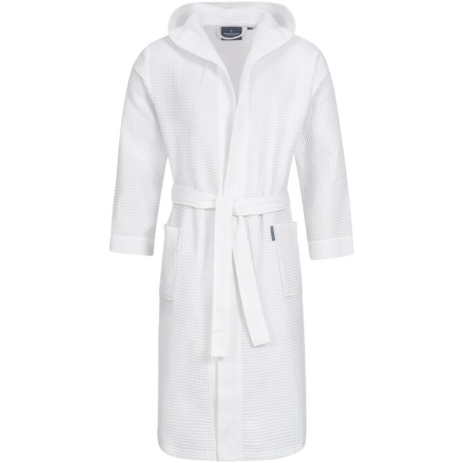 Peignoir Morgenstern Andrea en tissu gaufré avec capuche 120 cm Blanc S