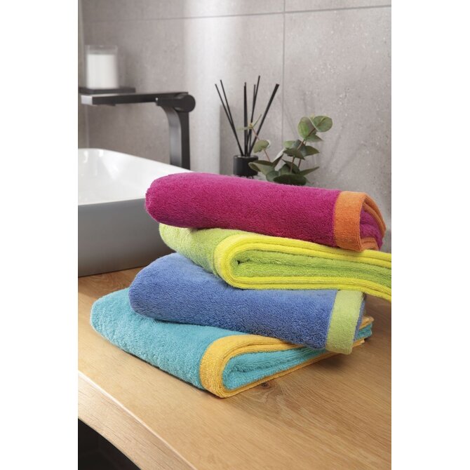 Cawo Lifestyle Splash Doubleface 7071 Washandje 16x22 türkis/apricot