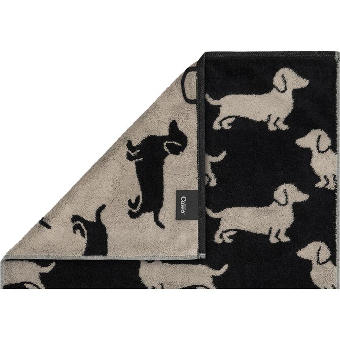 Cawo We love Dogs gemustert 6246 Handdoek 50x100 schwarz/beige