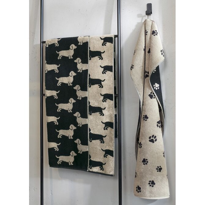 Cawo We love Dogs à motifs 6246 Serviette 50x100 noir/beige