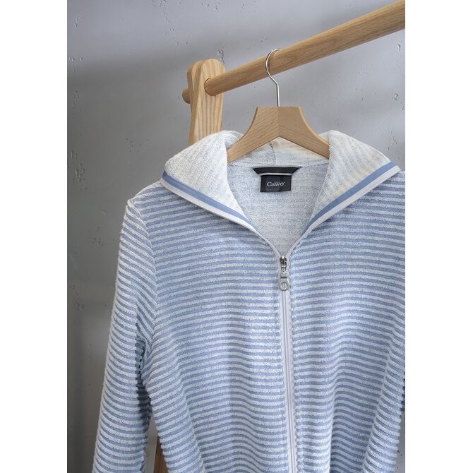 Cawo Home Dames Badjas Korte Badjas met Capuchon en Rits 6222 capri 44