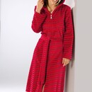 Cawö Cawo Home Peignoir Femme avec Capuche et Fermeture Éclair 1492 rouge 40