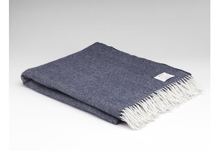 McNutt of Donegal plaid laine d'agneau 140x200 bleu marine