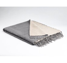 McNutt of Donegal plaid linen/lambswool reversible 140x200 Feather grey