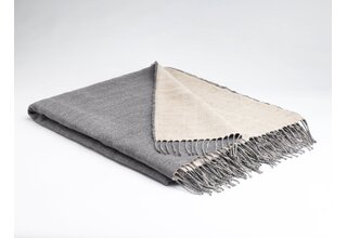 McNutt of Donegal plaid linen/lambswool reversible 140x200 Feather grey