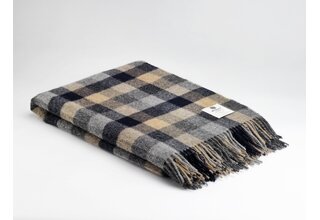 McNutt of Donegal plaid pure laine Home 145x200 Moutarde Marine bloc
