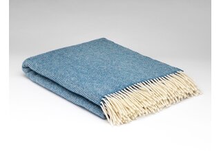 McNutt of Donegal  plaid pure wool Heritage 145x200 Blu Sky