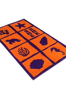 Vossen Strandlaken sea animals 100x180 orange