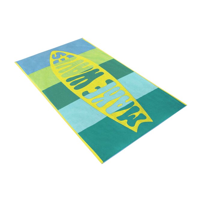 Vossen Serviette de Plage make waves 100x180 bleu glace