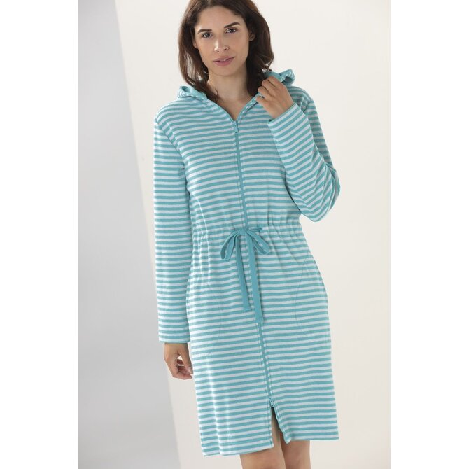 Cawo Peignoir court pour femmes avec fermeture éclair et capuche, extra léger 834 47 turquoise Taille XS