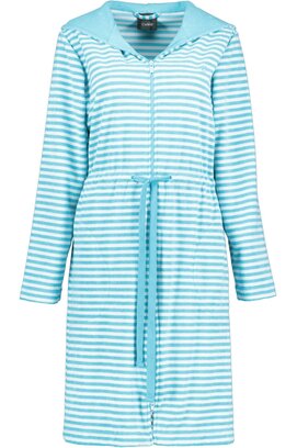 Cawo Peignoir court pour femmes avec fermeture éclair et capuche, extra léger 834 47 turquoise Taille L