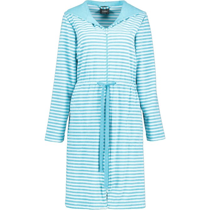 Cawo Peignoir court pour femmes avec fermeture éclair et capuche, extra léger 834 47 turquoise Taille L