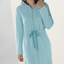 Cawö Cawo Peignoir court pour femmes avec fermeture éclair et capuche, extra léger 834 47 turquoise Taille XL