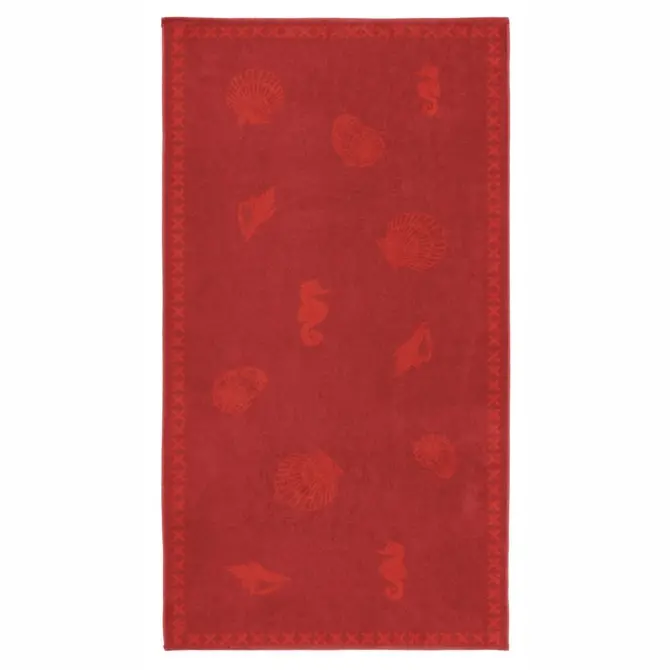 Serviette de plage Seahorse Coquillages Rouge 100x200