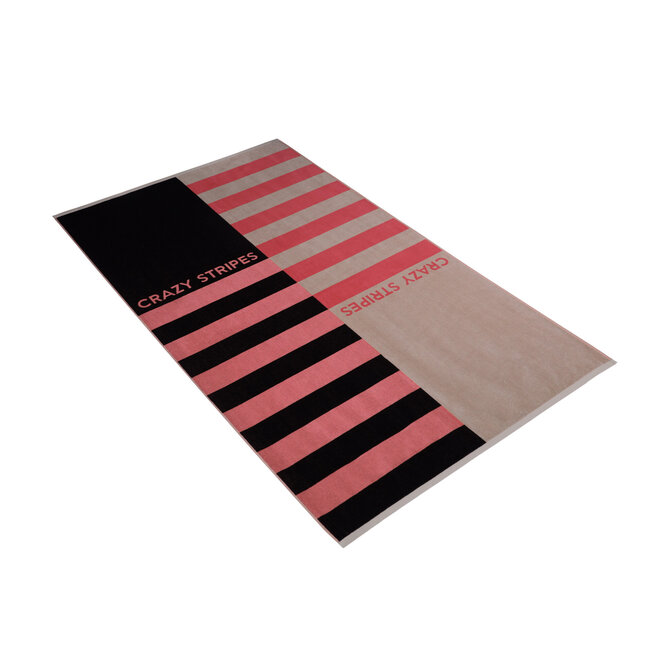 Serviette de plage Vossen Crazy Stripes Noir 100x180