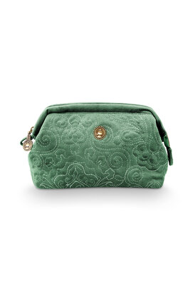 Pip Studio Cooper Pochette Cosmétique Petite Velours Quiltey Days Vert 19x12x8,5 cm